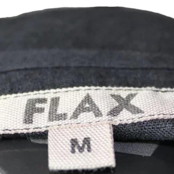 FLAX Black Long Sleeve, Lagenlook Styling Linen Full Cut Top, Size Medium - Picture 8 of 8